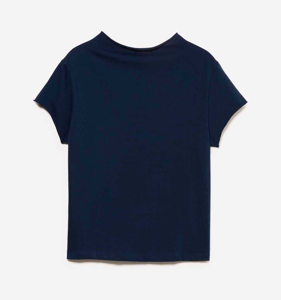 Dark blue t-shirt with halter neck - women's short sleeve t-shirts - Dark Blue | Sisley image number 6